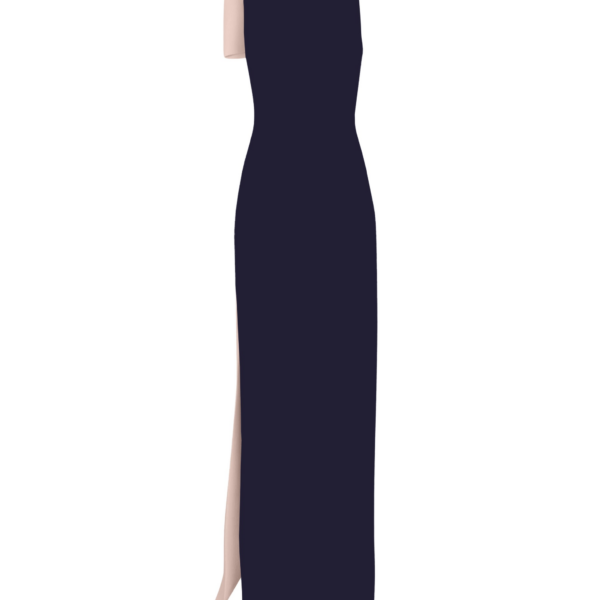 Safiyaa Celestia Long Dress in Azurite & Pale Pink - Safiyaa Dresses - Heavy Crepe Cape Gown - Shop at Coveti