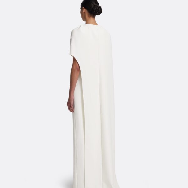 Safiyaa Contessa Long Dress in Ivory - Safiyaa Dresses - Heavy Crepe Cape Gown - Shop at Coveti