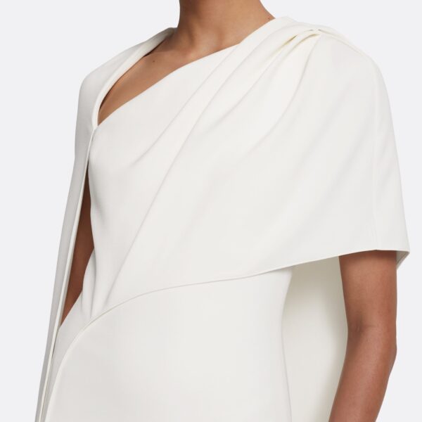 Safiyaa Contessa Long Dress in Ivory - Safiyaa Dresses - Heavy Crepe Cape Gown - Shop at Coveti