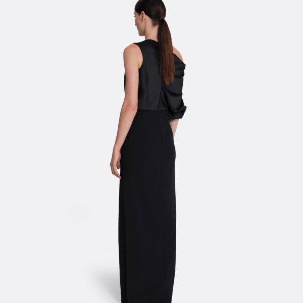 Safiyaa Costanza Long Dress in Black - Safiyaa Dresses - Heavy Crepe Cape Gown - Shop at Coveti