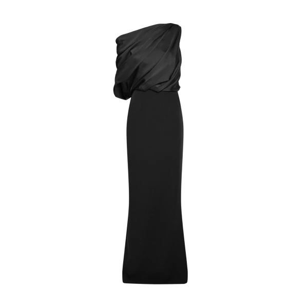 Safiyaa Costanza Long Dress in Black - Safiyaa Dresses - Heavy Crepe Cape Gown - Shop at Coveti