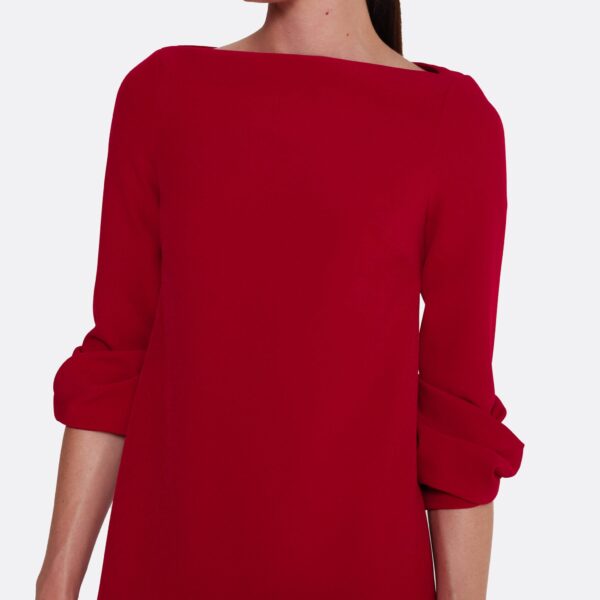 Safiyaa Danica Long Dress in Azalea Red - Safiyaa Dresses - Heavy Crepe Cape Gown - Shop at Coveti