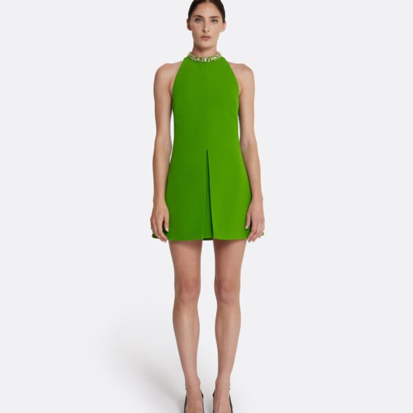 Safiyaa Dorella Short Dress in Verdant Green - Safiyaa Dresses - Heavy Crepe Cape Gown - Shop at Coveti