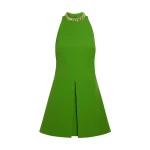 Safiyaa Dorella Short Dress in Verdant Green - Safiyaa Dresses - Heavy Crepe Cape Gown - Shop at Coveti