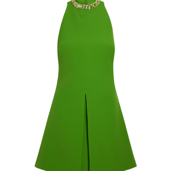 Safiyaa Dorella Short Dress in Verdant Green - Safiyaa Dresses - Heavy Crepe Cape Gown - Shop at Coveti
