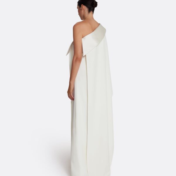 Safiyaa Eleonora Long Dress in Ivory - Safiyaa Dresses - Heavy Crepe Cape Gown - Shop at Coveti