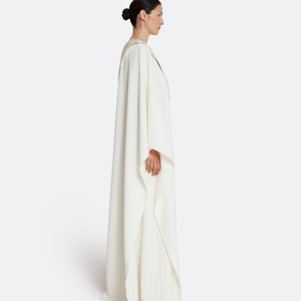 Safiyaa Eleonora Long Dress in Ivory - Safiyaa Dresses - Heavy Crepe Cape Gown - Shop at Coveti