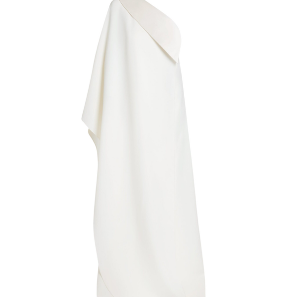 Safiyaa Eleonora Long Dress in Ivory - Safiyaa Dresses - Heavy Crepe Cape Gown - Shop at Coveti