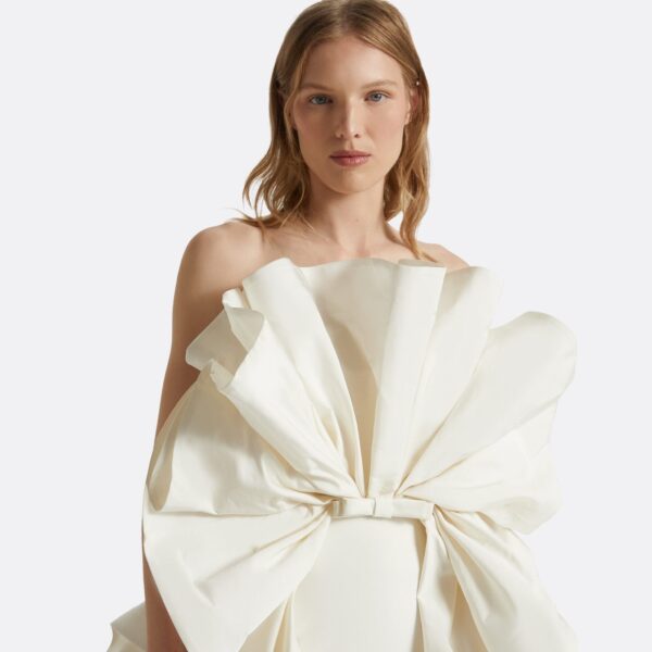 Safiyaa Elsie Ivory Long Dress - Safiyaa Dresses - Heavy Crepe Cape Gown - Shop at Coveti