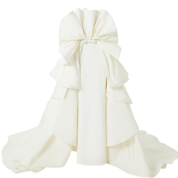 Safiyaa Elsie Ivory Long Dress - Safiyaa Dresses - Heavy Crepe Cape Gown - Shop at Coveti