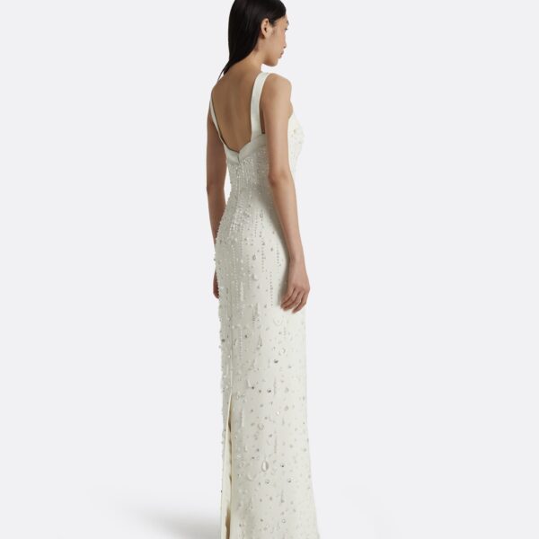 Safiyaa Elspeth Ivory Long Dress - Safiyaa Dresses - Heavy Crepe Cape Gown - Shop at Coveti