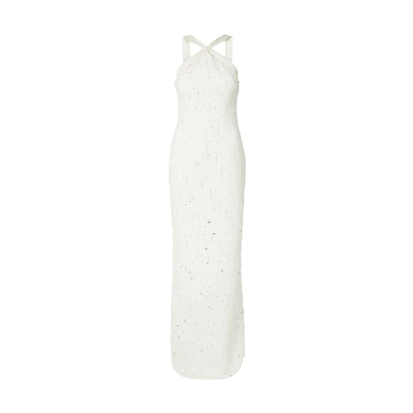 Safiyaa Elspeth Ivory Long Dress - Safiyaa Dresses - Heavy Crepe Cape Gown - Shop at Coveti