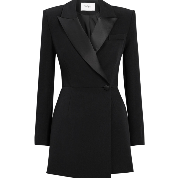 Safiyaa Emanuela Jumpsuit in Black - Safiyaa Jumpsuit - Heavy Crepe Cape Gown - Shop at Coveti