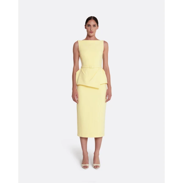 Safiyaa Flaminia Midi Dress Midi in Pale Yellow, view 2