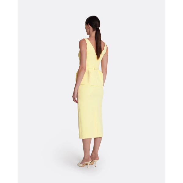 Safiyaa Flaminia Midi Dress Midi in Pale Yellow, view 3
