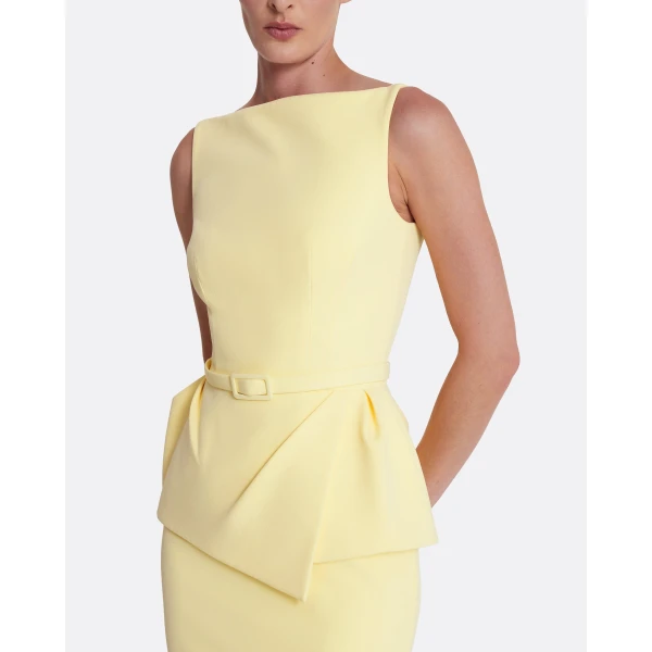 Safiyaa Flaminia Midi Dress Midi in Pale Yellow, view 4