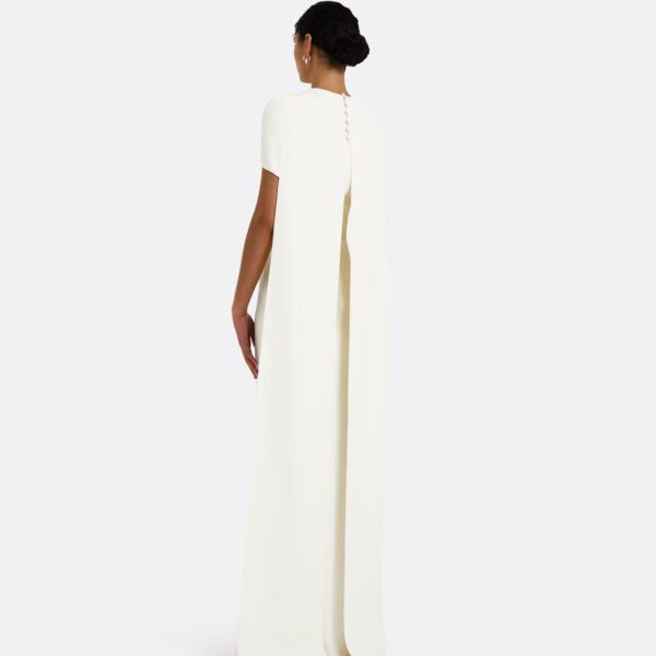 Safiyaa Ginkgo Ivory Dress - Safiyaa Dresses - Heavy Crepe Cape Gown - Shop at Coveti
