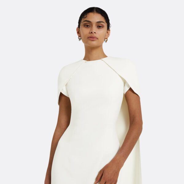 Safiyaa Ginkgo Ivory Dress - Safiyaa Dresses - Heavy Crepe Cape Gown - Shop at Coveti