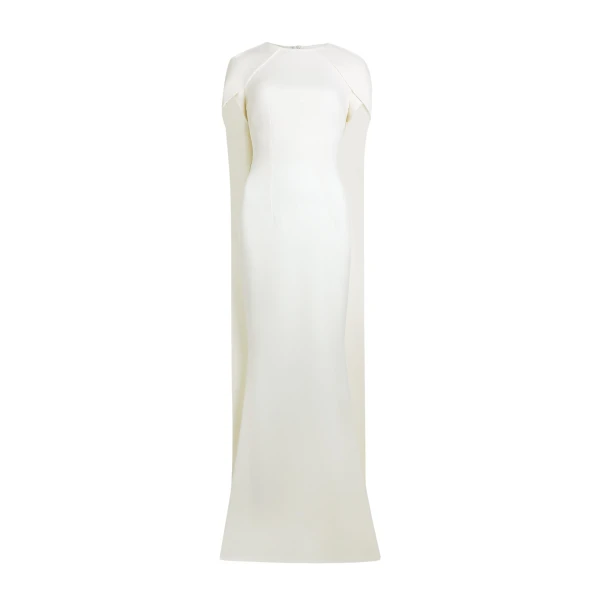 Safiyaa Ginkgo Ivory Dress - Safiyaa Dresses - Heavy Crepe Cape Gown - Shop at Coveti