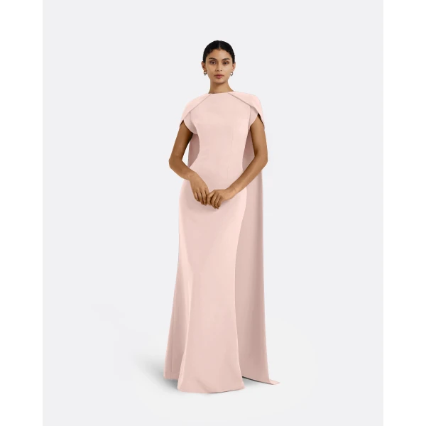 Safiyaa Ginkgo Long Dress in Pale Pink, view 2