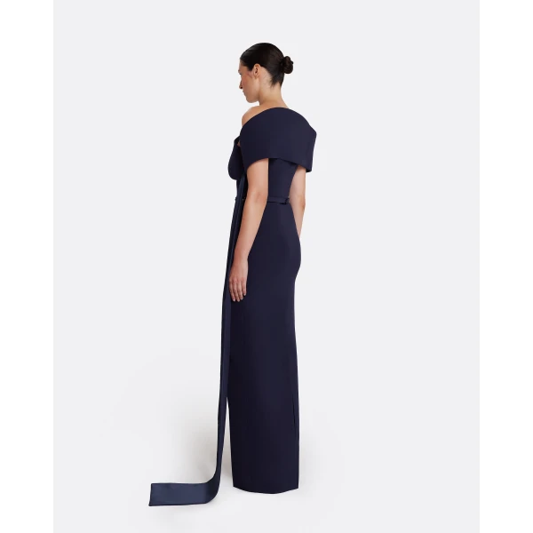 Safiyaa Giorgia Long Dress in Azurite with Multi-blues, view 3