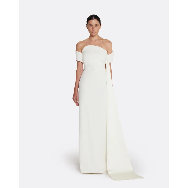 Safiyaa Giorgia Long Dress in Ivory, view 2