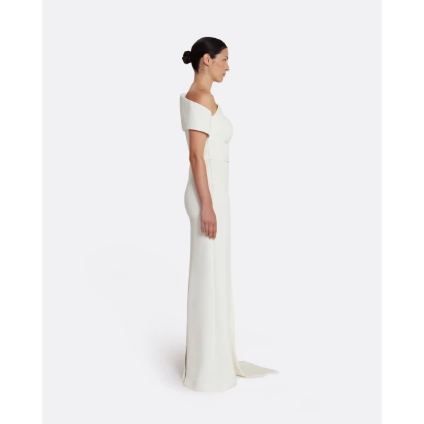 Safiyaa Giorgia Long Dress in Ivory, view 5