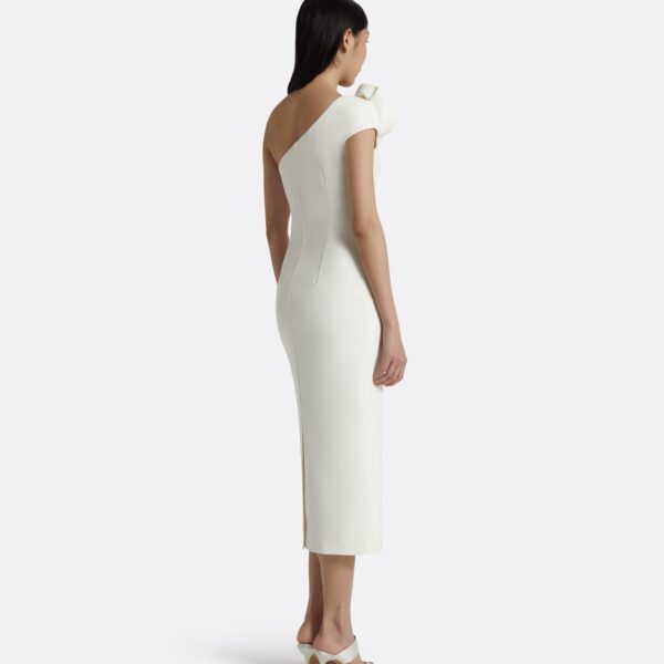 Safiyaa Granalle Ivory Midi Dress - Safiyaa Dresses - Heavy Crepe Cape Gown - Shop at Coveti