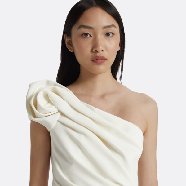 Safiyaa Granalle Ivory Midi Dress - Safiyaa Dresses - Heavy Crepe Cape Gown - Shop at Coveti