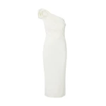 Safiyaa Granalle Ivory Midi Dress - Safiyaa Dresses - Heavy Crepe Cape Gown - Shop at Coveti