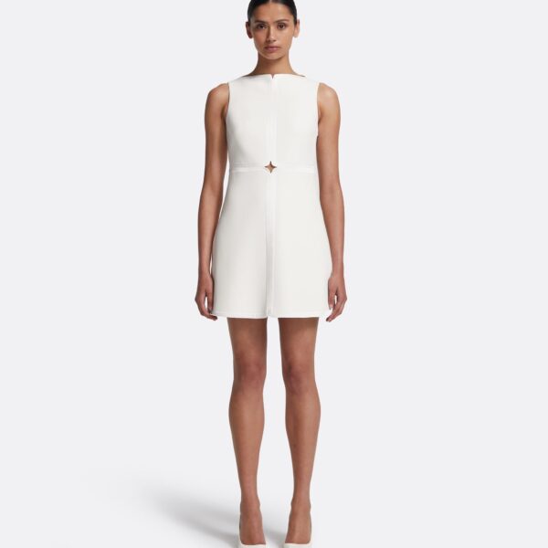 Safiyaa Isra Short Dress in Ivory - Safiyaa Dresses - Heavy Crepe Cape Gown - Shop at Coveti
