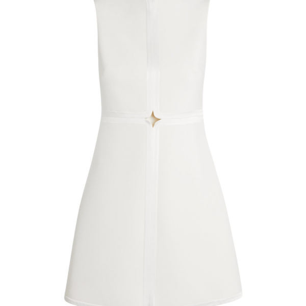 Safiyaa Isra Short Dress in Ivory - Safiyaa Dresses - Heavy Crepe Cape Gown - Shop at Coveti