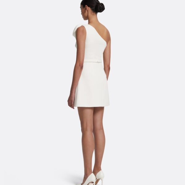 Safiyaa Jaden Short Dress in Ivory - Safiyaa Dresses - Heavy Crepe Cape Gown - Shop at Coveti
