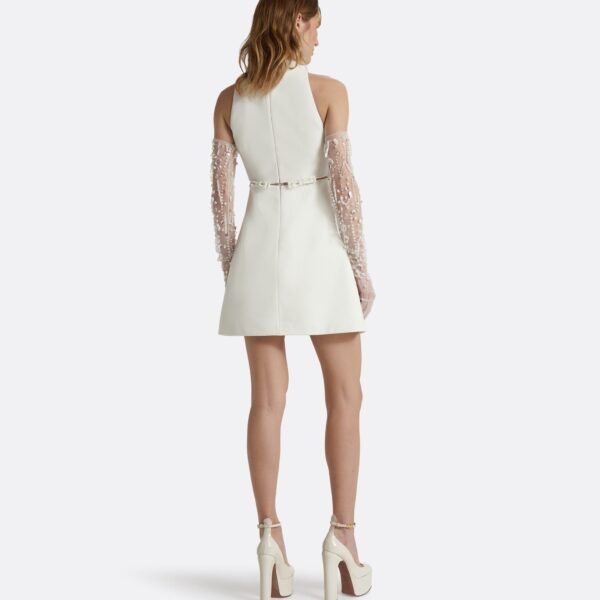 Safiyaa Jalie Ivory Mini Dress - Safiyaa Dresses - Heavy Crepe Cape Gown - Shop at Coveti