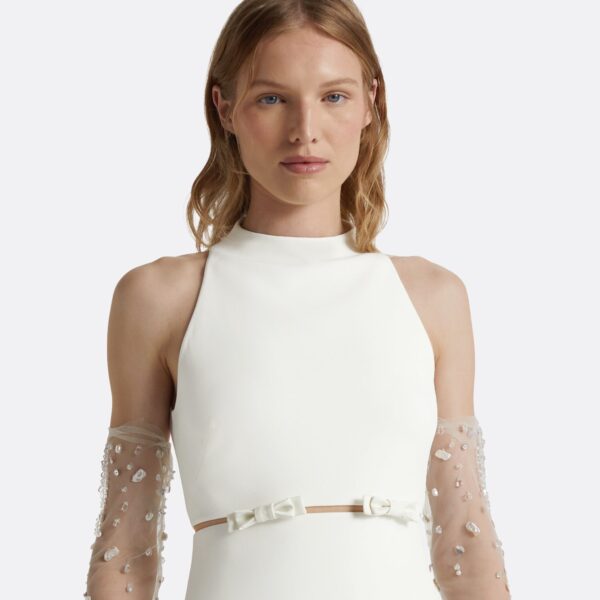Safiyaa Jalie Ivory Mini Dress - Safiyaa Dresses - Heavy Crepe Cape Gown - Shop at Coveti