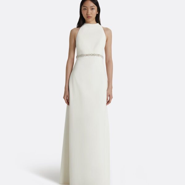 Safiyaa Joules Ivory Long Dress - Safiyaa Dresses - Heavy Crepe Cape Gown - Shop at Coveti