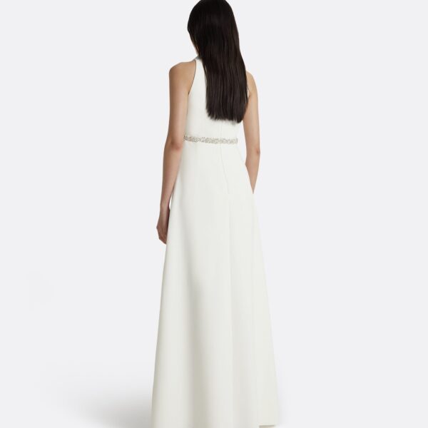 Safiyaa Joules Ivory Long Dress - Safiyaa Dresses - Heavy Crepe Cape Gown - Shop at Coveti
