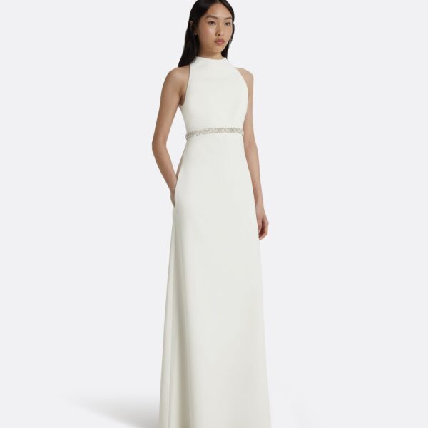 Safiyaa Joules Ivory Long Dress - Safiyaa Dresses - Heavy Crepe Cape Gown - Shop at Coveti