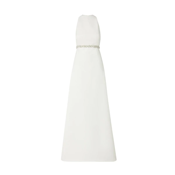 Safiyaa Joules Ivory Long Dress - Safiyaa Dresses - Heavy Crepe Cape Gown - Shop at Coveti