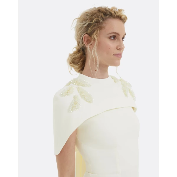 Safiyaa Kalika Curled Leaf Embroidered Long Dress, view 4