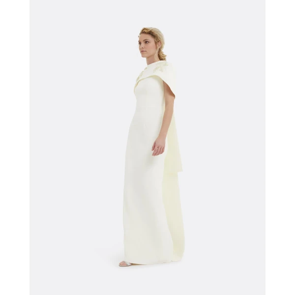 Safiyaa Kalika Curled Leaf Embroidered Long Dress, view 5