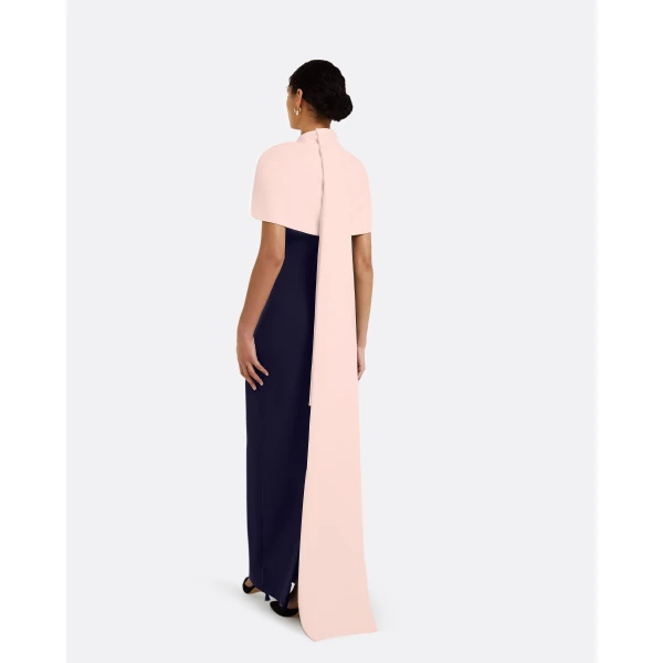 Safiyaa Kalika Long Dress in Azurite & Pale Pink, view 3