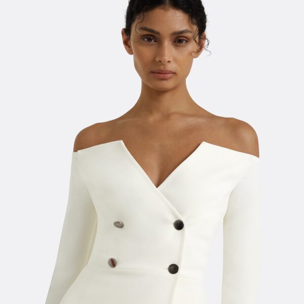 Safiyaa Kamile Ivory Jacket - Safiyaa Jackets - Heavy Crepe Cape Gown - Shop at Coveti