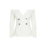 Safiyaa Kamile Ivory Jacket - Safiyaa Jackets - Heavy Crepe Cape Gown - Shop at Coveti