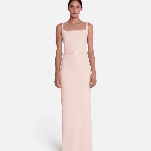 Safiyaa Kristena Long Dress in Pale Pink - Safiyaa Dresses - Heavy Crepe Cape Gown - Shop at Coveti