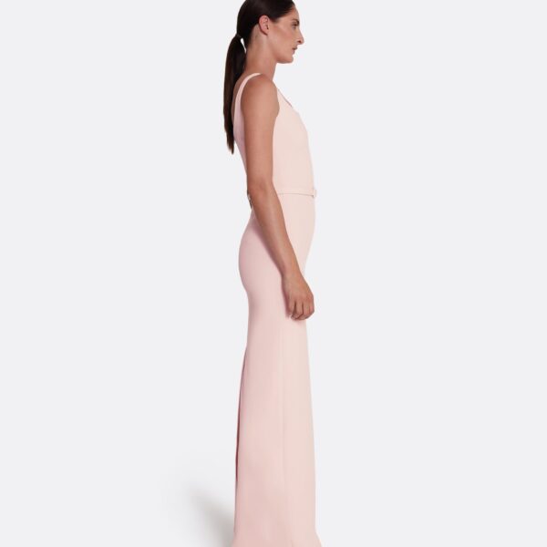 Safiyaa Kristena Long Dress in Pale Pink - Safiyaa Dresses - Heavy Crepe Cape Gown - Shop at Coveti