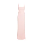 Safiyaa Kristena Long Dress in Pale Pink - Safiyaa Dresses - Heavy Crepe Cape Gown - Shop at Coveti