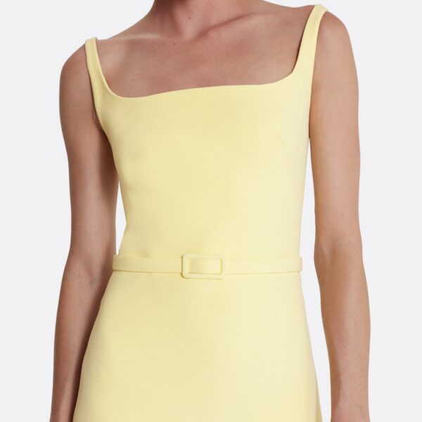 Safiyaa Kristena Long Dress in Pale Yellow - Safiyaa Dresses - Heavy Crepe Cape Gown - Shop at Coveti