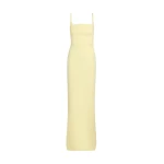 Safiyaa Kristena Long Dress in Pale Yellow - Safiyaa Dresses - Heavy Crepe Cape Gown - Shop at Coveti