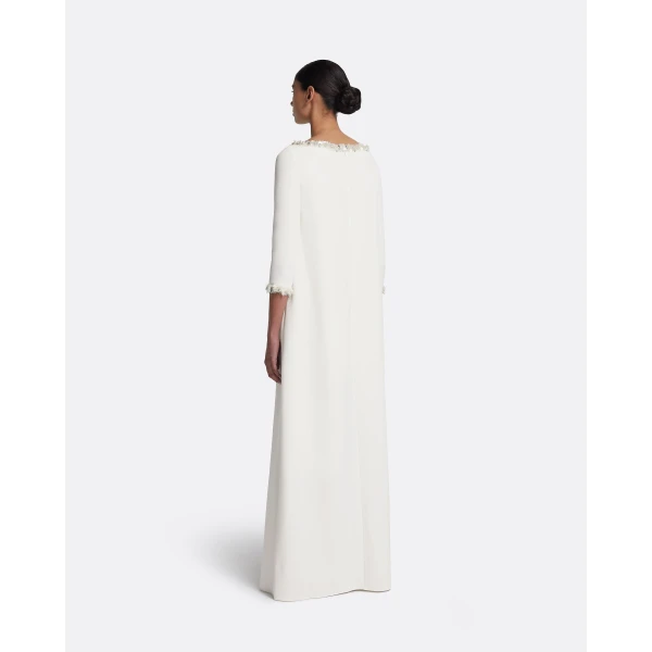 Safiyaa Lanai Long Dress in Ivory with Crystal, view 3